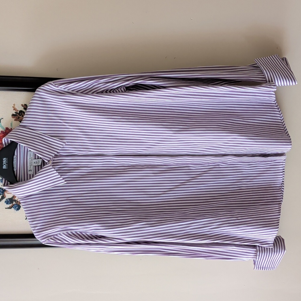 The Bay Hudson Room Striped Purple Button Down Fitted Shirt